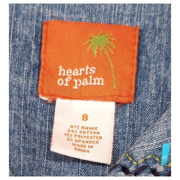 Hearts of Palm Blue Denim Jean Jacket Woman Size 8 Embroidered Beaded - Picture 9 of 16